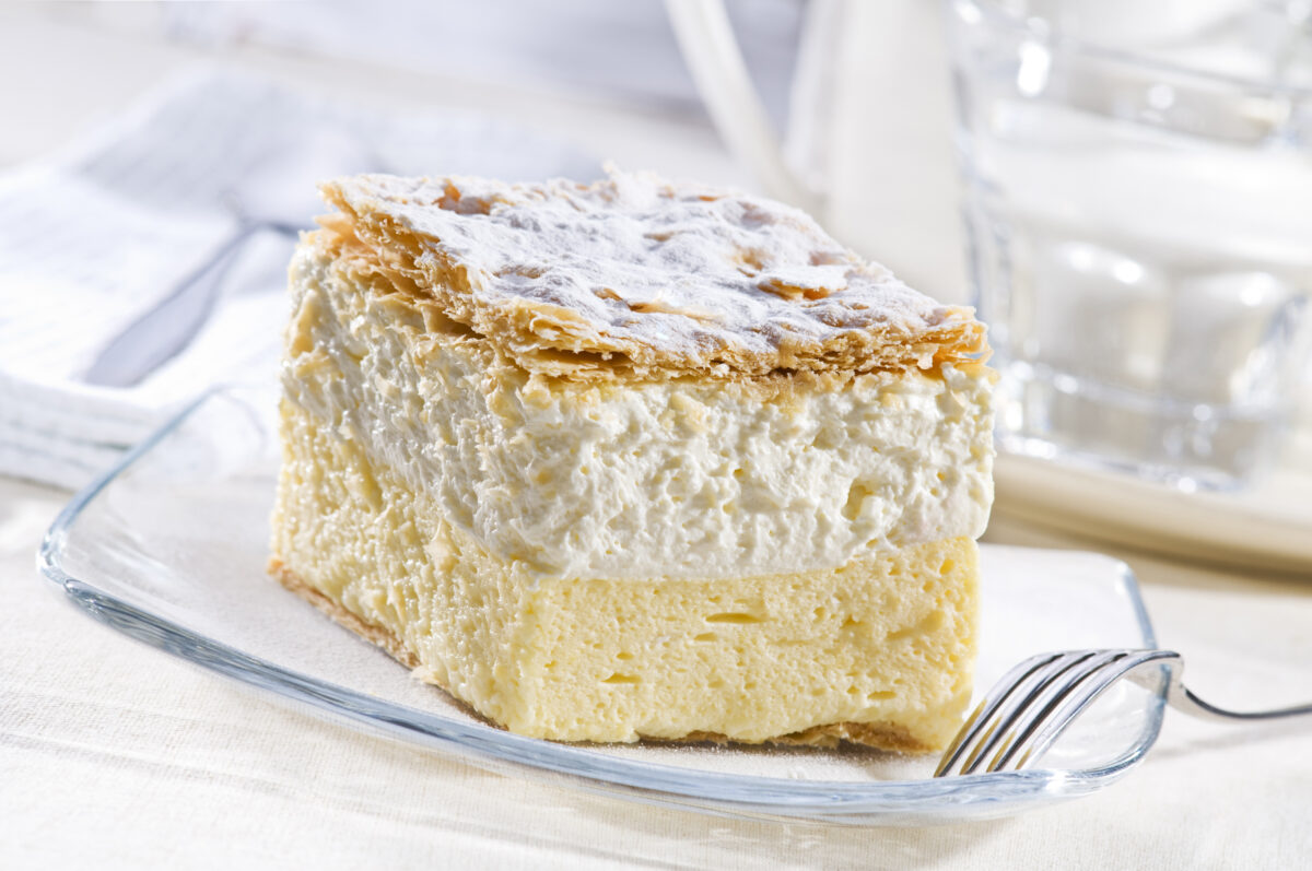 Cream cake Kremsnita from Bled Slovenia.